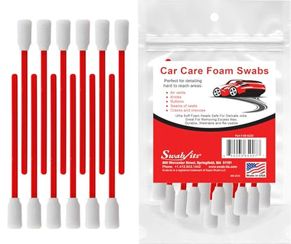 SWAB-ITS® Car Care Cleaning & Detailing Foam Swabs – 12-Piece Reusable, Lint-Free Auto Detailing Set | Precision Interior & Exterior Cleaning | Made in USA (88-8220)