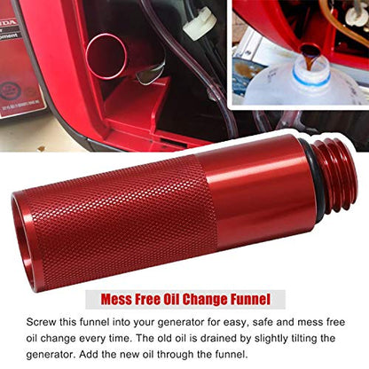 Upgrade Extended Run Fuel Gas Cap, Mess Free Oil Change Funnel & Magnetic Oil Dipstick Aluminum for Honda EU1000i EU2000i EU3000i Handi Generators | Red | 4 PACK