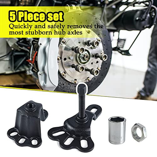 Universal Front Wheel Bearing Puller(Max 4-5/8") & Rear Axle Puller(Max 5-2/3") Set, 2 Pack Flange Type Wheel Hub Axle Remover Tools Kit with Forcing Bolt and Socket (Thread 5/8" *18)