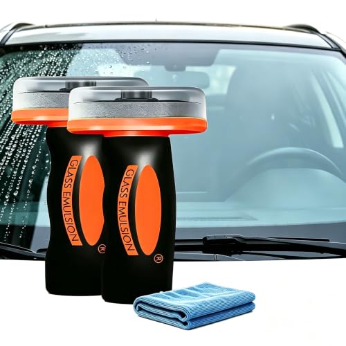 Car Glass Oil Film Remover, Windshield Polishing Cleaner Kit with Microfiber Towel, Anti-Glare Anti-Fog Formula Cleans Oil Stains, Wiper Marks, Road Dirt & Water Spots for Auto 100ml(1pc)