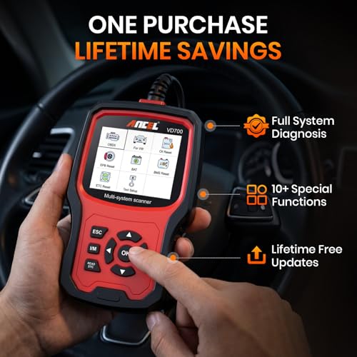 ANCEL VD700 OBD2 Diagnostic Code Reader Scan Tool Fit for Volkswagen Audi VW Skoda Seat, All Functions OBD11 Scanner for VAG Vehicles with Battery Registration EPB Reset (Upgraded VD500) - color: pink