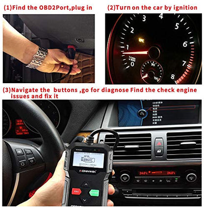 KONNWEI KW590 OBD2 Diagnostic Tool – Battery Tester, Full OBDII Functions Code Reader, Engine Fault Code Scanner, Check Engine Light Reset, Universal Car OBD2 Scanner,or Vehicles 1996 & Newer