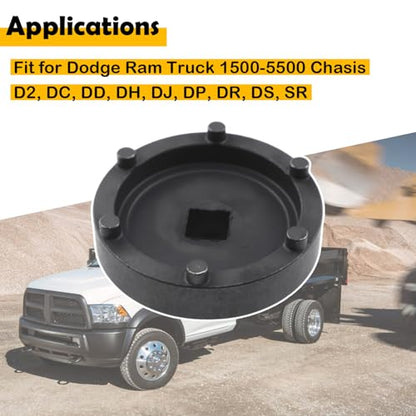 Axle Hub Nut Socket Tool for Dodge/Ram 1500-5500 (2006-2014), Fits Chassis D2 DC DD DH DJ DP DR DS SR, Replaces 8954A 8954 W83009 5045 – 6-Lug, 10.5"/11.5" Axles, 1/2" Drive Manual Use