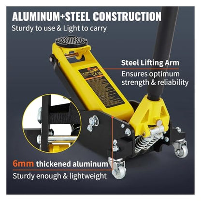 Car Jack 1.5-3T Floor Aluminum&Steel Racing W/Single Pistons Quick Lift Pump Tire Change Lifting Repair Tool(3 Ton) - color: 3 Ton