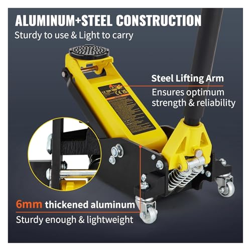 Car Jack 1.5-3T Floor Aluminum&Steel Racing W/Single Pistons Quick Lift Pump Tire Change Lifting Repair Tool(2.5 Ton) - color: 2.5 Ton