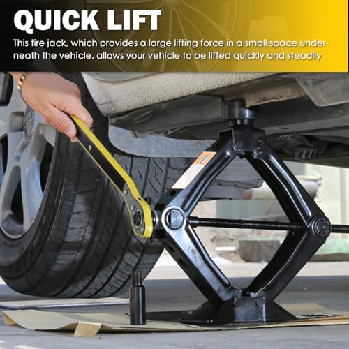 1.5T Scissor Jack for Car,Heavy Duty Scissor Car Jack Kit with Saving Effort Ratchet Wrench,Portable Tire Jacks Kit for Cars as Cars Emergency Tool Lift Range 3.94-13.19"