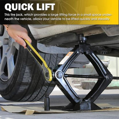 1.5T Scissor Jack for Car,Heavy Duty Scissor Car Jack Kit with Saving Effort Ratchet Wrench,Portable Tire Jacks Kit for Cars as Cars Emergency Tool Lift Range 3.94-13.19"