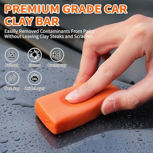 10 Pack Premium Clay Bar Kit - 16oz Synthetic Lubricant, Towels & Gloves - Car Detailing Kit for Cars, SUVs, RVs & Trucks - Removes Contaminants for Glass-Like Shine