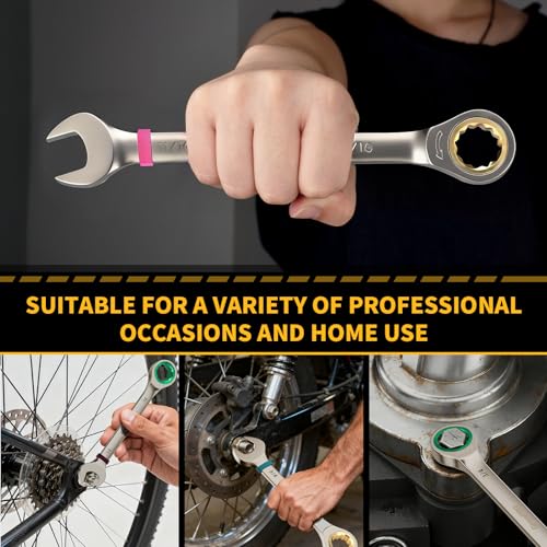 GRENPRO Ratcheting Wrench Set, Combination Wrench Set Metric And Standard & SAE With Color Ring, 1/4" to 3/4" & 6-18mm, 23PC Open End Ratchet Wrenches With Roll Up Pouch, CRV Socket Mechanic Tool Sets - style: 23PCS Ratcheting Wrench Set Metric&SAE With C