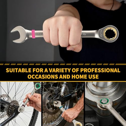 GRENPRO Ratcheting Wrench Set, Combination Wrench Set Metric And Standard & SAE With Color Ring, 1/4" to 3/4" & 6-18mm, 23PC Open End Ratchet Wrenches With Roll Up Pouch, CRV Socket Mechanic Tool Sets - style: 23PCS Ratcheting Wrench Set Metric&SAE With C