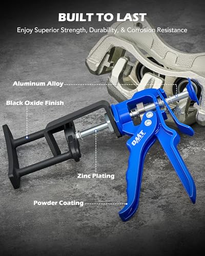 OMT Dual Piston Brake Caliper Compression Tool for Pad Replacement | Aluminum & Steel Build; 377 lb Force; Single and Dual Pistons; Brake Maintenance; Auto Technicians