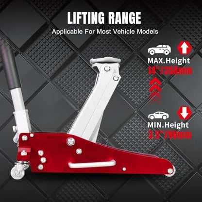 1.5 Ton (3300 lb) Racing Floor Jack - Aluminum/Steel Hybrid with Quick Lift Pump - Low Profile Design for Sports Cars - TAM815016