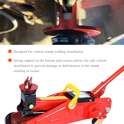 Universal Magnetic Jack Pad, 0.4" Slotted Aluminum Grooved Jacking Puck Pinch Weld Adapter, Heavy Duty Pinch Weld Frame Rail Protector for Sub-Frame Vehicle Floor Jack (Red) - color: Red