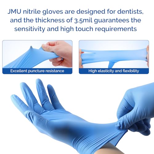 JMU 200 Medical Nitrile Gloves XL, 3.5 Mil Nitrile Gloves Disposable Latex-Free, Blue - size: XL
