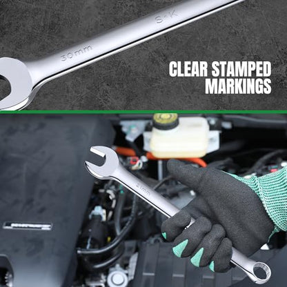 SK Combination Wrench Set, Metric 6 to 32mm, 22-Piece, SuperKrome Finish, Premium CR-V Construction, with Rolling Pouch - size: Metric 6 to 32mm