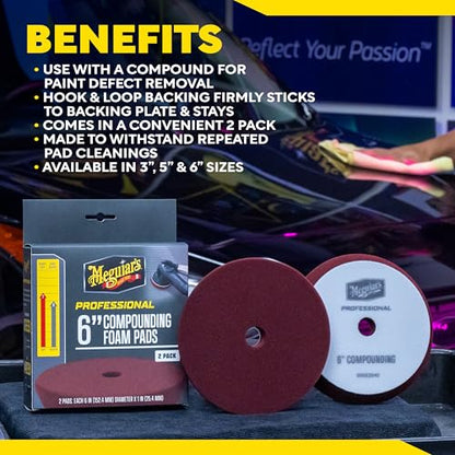 Meguiar's Professional 6" Compound Foam Pad, 2pk, 10/CV