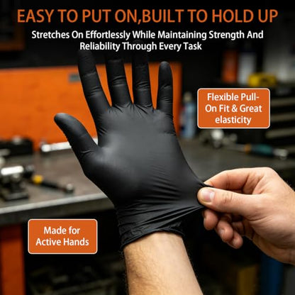 Gloves Disposable Latex Free, Nitrile Gloves 100 Pcs, Black Cleaning Gloves, Powder Free Food Prep Gloves, Large