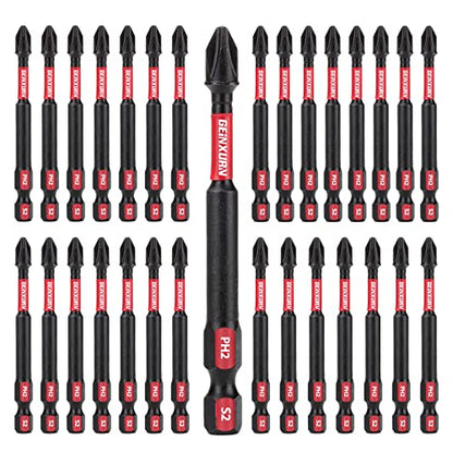 Geinxurn Impact Tough #2 Phillips 3 in. Insert Driver Bits,30Pack Bulk PH2 Screwdriver Bits Set - size: 3"-PH2-30PCS
