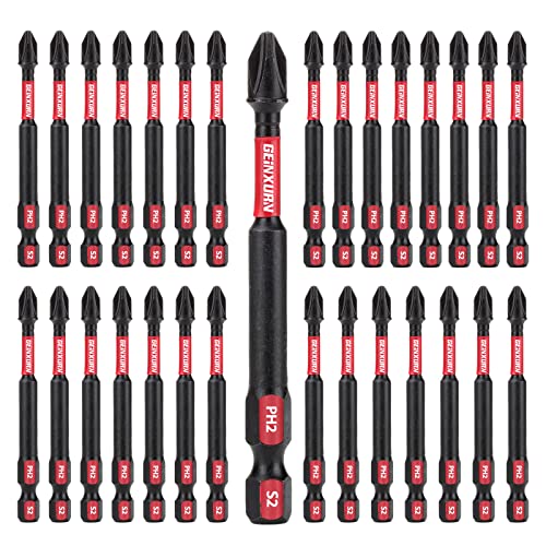 Geinxurn Impact Tough #2 Phillips 3 in. Insert Driver Bits,30Pack Bulk PH2 Screwdriver Bits Set - size: 3"-PH2-30PCS