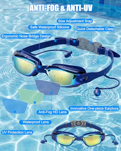Aegend Swim Goggles, Swimming Goggles No Leaking Full Protect Adult Youth - color: Blue