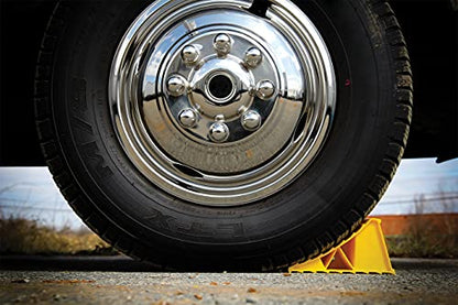 Camco Standard Wheel Chock for Trailers&RVs-Heavy Duty Trailer Wheel Chock Constructed of Durable Plastic w/UV inhibitors-for Use w/Tires Up to 26-inches-Re-Hitch in Confidence-44412,(Pack of 6) - size: Standard (Pack of 6)