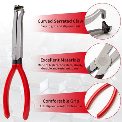 4Pcs Automotive Electrical Disconnect Pliers Set | High Carbon Steel Electrical Connector Pliers, Fuel Line Disconnect Tool & Terminal Separator Removal Kit for Vehicles Trucks