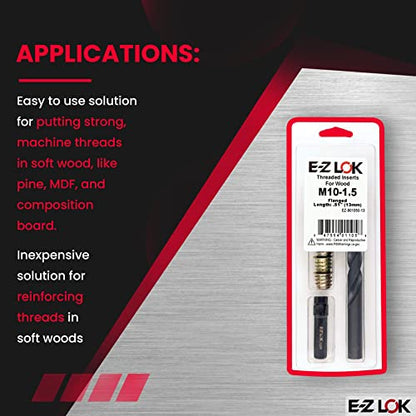 E-Z LOK-901050 Hex Threaded Insert Installation Kit for Soft Wood - Flanged - M10-1.5 x 13mm - size: M10-1.5 x 13mm, style: Flanged