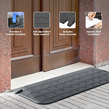 1" - 4" Rise Height Heavy-Duty Rubber Threshold Ramps, Cuttable Entrance Doorway Ramp, Non-Slip Curb Ramps, Loading Ramps for Wheelchair Scooter Car Outdoor Indoor (2.5" Rise) - size: 2.5" Rise