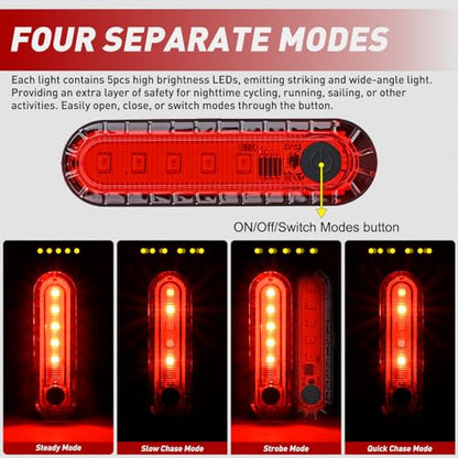 Nilight Marine Boat Navigation Light 4PCS Red Green Port Starboard White Stern Lights Four Mode Waterproof Rechargeable Warning Safety Lamp for Skeeter Yacht Pontoon Trailer Truck Bike Backpack Helmet - color: 5LED Navigation Light-4Pcs