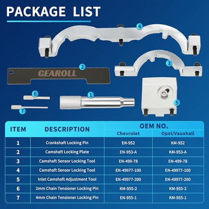 Turbo Engine Timing Tool Kit Camshaft Holding Alignment Locking Tool Set Compatible with 1.0L 1.2L 1.4L Chevy Cruze Vauxhall Opel More