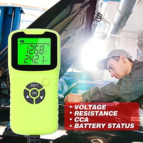 A300 Digital Car Battery Tester, Automotive Battery Analyzer, LCD Display with Load Test System for 12V Batteries, Includes Heavy Duty Clamps and Beep Remind Function (Green) - color: Green