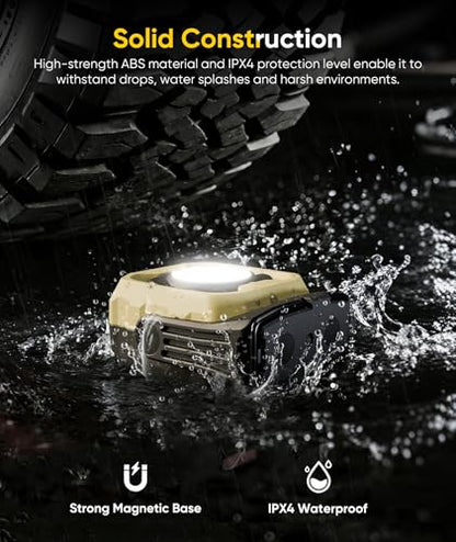 HOTLIGH Work Light, Magnetic Light with IPX4 Waterproof, 4000mAh Battery Led Work Light with 360° Rotating Design, Camping Light for Car Repair, Camping, Emergency, 2 Pack