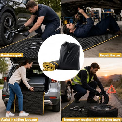 SUNCARACCL Upgrade Magic Rolling Creeper Mat, Under Car Repair Pad, 60x28 Inch Mechanics Mat for Low Clearance, Automotive Creeper Mat with Portable Storage Bag, Working on Uneven Road (Yellow)
