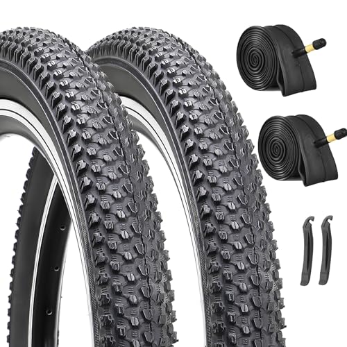 Hycline 2-Pack Mountain Bike Tires Set: 20/24/26/27.5-inch Folding Replacement High-Performance Wear-Resistant Bicycle Tires and Pair Inner Tubes with Tire Levers for MTB Off-Road Bike - color: 20x2.125-30TPI