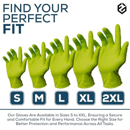 First Glove Heavy Duty Diamond Textured 8 Mil Thick Green Nitrile Gloves - Industrial Nitrile Gloves - Latex-Free - size: Small
