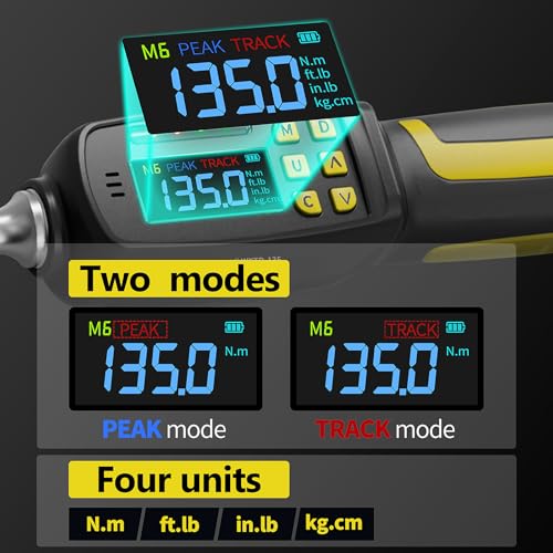 1/2-Inch Drive Digital Torque Wrench, 3.0-99.5 ft-lb (4-135 Nm) | Buzzer & LED Alerts, 72-Tooth Ratchet, 5-Inch Shaft, for Car, Wheel Lugs, Storage Case - size: 1/2" 135Nm