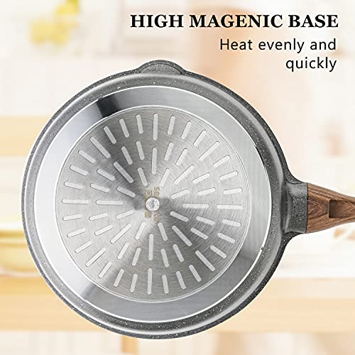 SENSARTE Nonstick Skillet, Deep Frying Pan 10/11/12-inch, Saute Pan with Lid, Stay-cool Handle, Healthy Stone Cookware Cooking Pan, Induction Compatible (10-Inch/3.5QT) - color: Gray, size: 10-inch/3.5QT