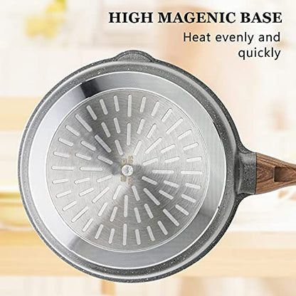SENSARTE Nonstick Skillet, Deep Frying Pan 10/11/12-inch, Saute Pan with Lid, Stay-cool Handle, Healthy Stone Cookware Cooking Pan, Induction Compatible (10-Inch/3.5QT) - color: Gray, size: 10-inch/3.5QT