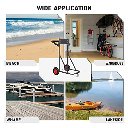 TUFFIOM Outboard Boat Motor Stand, Heavy Duty Outboard Engine Stand Carrier Cart Dolly, Boat Motor Support Stand 40lbs Capacity w/Lockable Swivel Wheel for Motor Storage, Repair, Maintenance