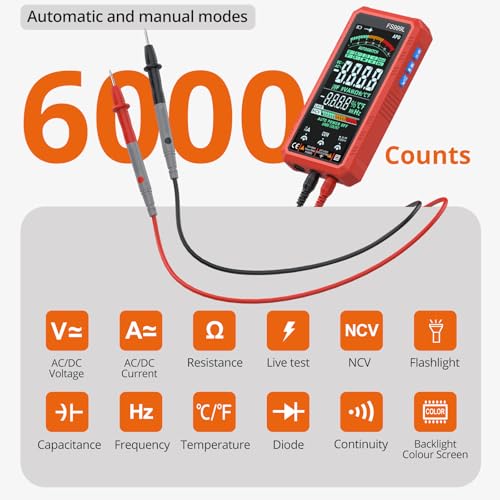 Proster USB C Rechargeable Smart Multimeter with 5.0 Inch Color Screen - 6000 Count Smart Multi Testers, True RMS Autoranging Multimeter, NCV Capacitance, CAT III 600V Safety
