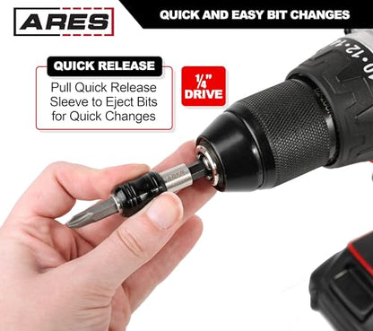 ARES 36000 - One Touch Bit Holder - One Touch Mechanism Makes Bit Change a Breeze - Works With All 1/4-Inch Drive Bits - size: One Touch Bit Holder