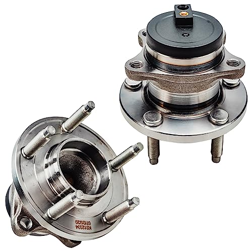 Detroit Axle - FWD Front Steering Knuckles w/Hubs + Rear Wheel Hub Bearings Replacement for 2007 2008 Ford Edge Lincoln MKX - 4pc Set - size: 4UW50470/Kit
