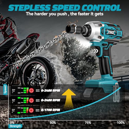 DIYtoolifz Cordless Impact Wrench Compatible with Makita 18v Battery: 250Ft-lbs(340N.m) 3/8" Brushless Electric Impact Gun, 2400RPM High Torque Impact Driver, Power Impact Wrench, Bare Tool - size: 250ft-lbs, style: For Makita 18V Battery (Battery Not Inc