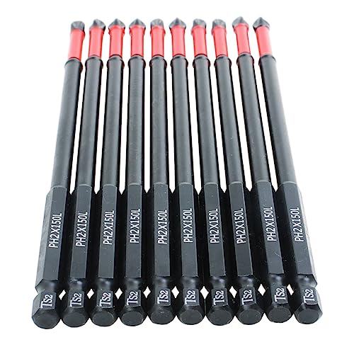 10 Pack Phillips PH2 Magnetic Anti Slip Screwdriver Bit Set 6 inch Length TS2 Anti-Slip Long Drill Bits Impact Driver Bits - size: Length:150mm