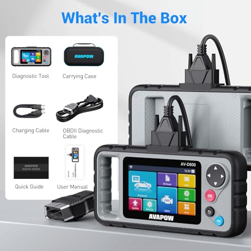 AVAPOW AV-D600 4 Systems OBD2 Scanner Engine/Transmission/SRS/ABS Diagnostic Tool, Oil Reset/EPB Reset/Battery Match, Car Code Reader with Auto VIN, WiFi Lifetime Update, Compatible with 7000+ Cars