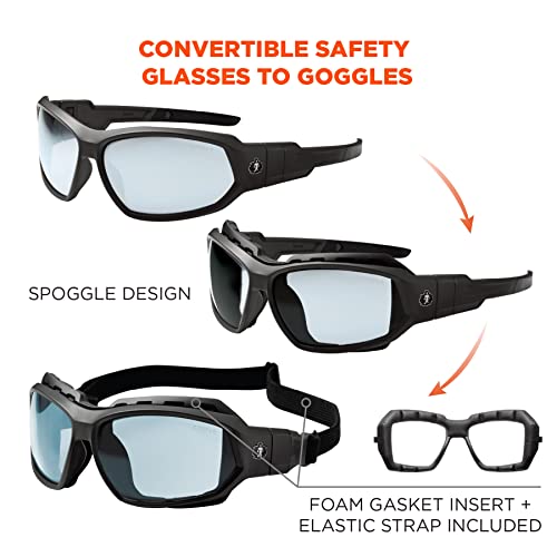 Ergodyne Skullerz Loki Convertible Anti Fog/Scratch Safety Spoggles Glasses-Includes Gasket and Strap to Convert to Goggle - color: In/Outdoor Lens