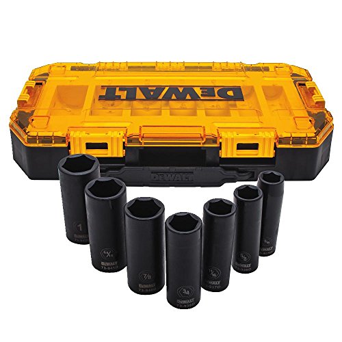 DEWALT DWMT74736 Tough Box 7PC SAE 1/2 Deep Drive Impact Socket Set - size: One Size, style: SAE