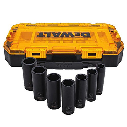 DEWALT DWMT74736 Tough Box 7PC SAE 1/2 Deep Drive Impact Socket Set - size: One Size, style: SAE