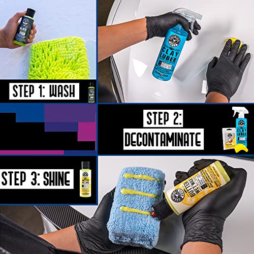 Chemical Guys, Clay Bar & Luber Combo Kit for Smooth Paint, 6-Piece Set | Clay bar plus lubricant lifts overspray, fallout and embedded grime, prepping paint for polish or wax
