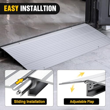 Nilight Door Threshold Ramp, 3" Rise Portable Aluminum Wheelchair Door Entry Ramps for Doorways Stairs Home Steps - size: 3" Rise